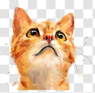 Huh Cat - Orange Cat Looking Up With Curious Expression Transparent PNG