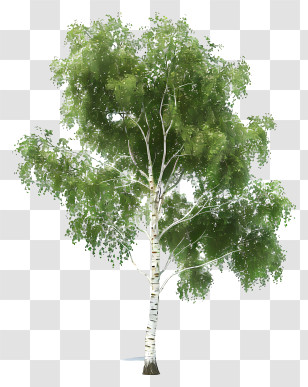 Birch Tree - Birch Tree With Green Leaves Illustration Transparent PNG