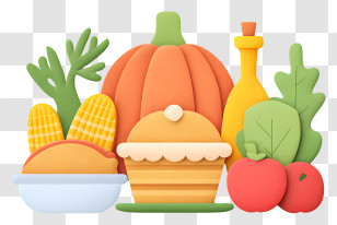 Thanksgiving Food - Autumn Harvest With Pumpkin And Pie Transparent PNG