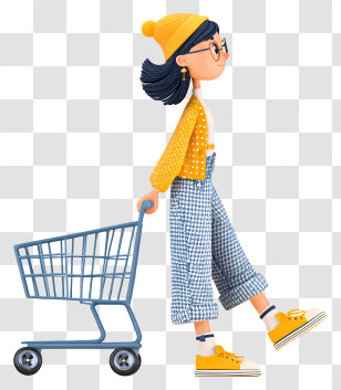 Girl Doing Shopping - Stylish Girl With Shopping Cart Transparent PNG