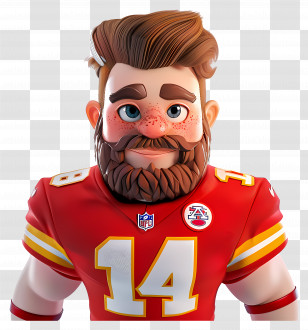 Travis Kelce - Cartoon Football Player In Jersey Transparent PNG
