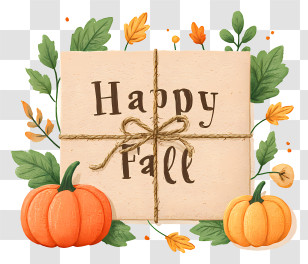 Happy Fall - Happy Fall Pumpkin Card Transparent PNG