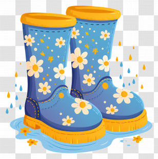 Rain Boots - Blue Floral Rain Boots Transparent PNG