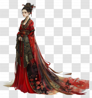 Ancient Woman - Elegant Chinese Woman In Traditional Red Dress Transparent PNG