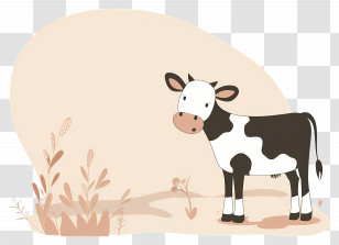 Cartoon Cow - Cartoon Cow In Pasture Transparent PNG