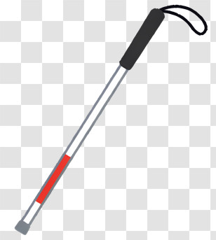 Clipart Walking Stick Red Tip Metal Handle Grip Transparent PNG