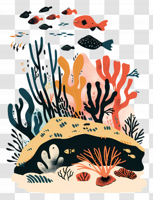 Reefs - Underwater Coral Reef Scene Illustration Transparent PNG