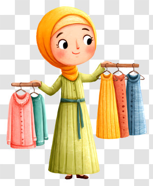 Muslim Woman Choosing Dress - Hijab Woman Choosing Dresses Transparent PNG