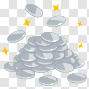 Clipart - Pile Of Shiny Silver Coins Transparent PNG