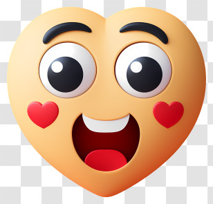 Emoji With Heart Eyes - Heart Emoji With Happy Expression Transparent PNG