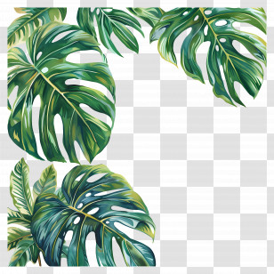 Monstera Border - Tropical Monstera Plant Leaves Illustration Transparent PNG