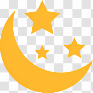 Moon Stars - Yellow Crescent Moon And Stars Design Transparent PNG