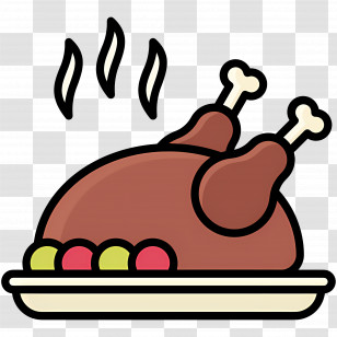 Turkey Food - Cooked Turkey On Plate Illustration Transparent PNG