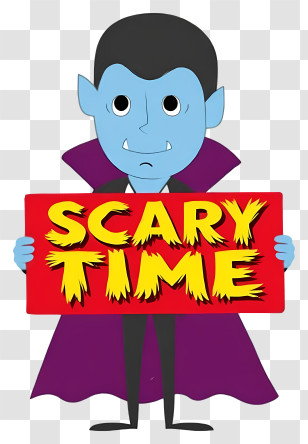 Vampire Scary Time - Blue Vampire With Scary Time Sign Transparent PNG