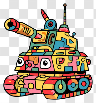 Cartoon Tank - Playful Colorful Cartoon Tank Design Transparent PNG