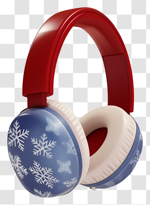 Flat Christmas Earmuff - Winter Themed Headphones With Snowflake Pattern Transparent PNG