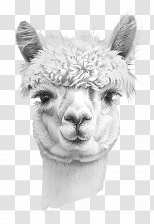 Alpaca Face - Llama Portrait Sketch Transparent PNG