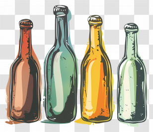 Vintage Bottle - Colored Glass Bottles Illustration Transparent PNG