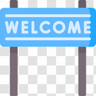 Welcome Sign - Blue Welcome Sign In Simplistic Design Transparent PNG