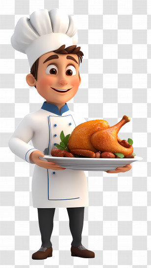 Chef - Chef With Roasted Chicken Illustration Transparent PNG