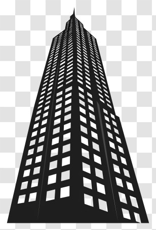 Building Silhouette - Black Skyscraper With Modern Design Transparent PNG