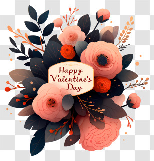 Happy Valentines Day - Happy Valentine's Day Floral Bouquet Transparent PNG