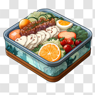 Bento Box - Colorful Bento Box Meal With Fresh Ingredients Transparent PNG