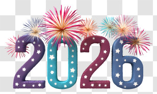 2026 With Fireworks - 2026 New Year Fireworks Transparent PNG