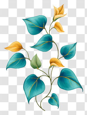 Painted Leaf Vine - Colorful Leaves And Flowers Transparent PNG