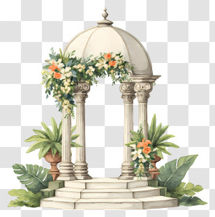 Wedding Altar Decor - Decorative Gazebo With Flowers Transparent PNG