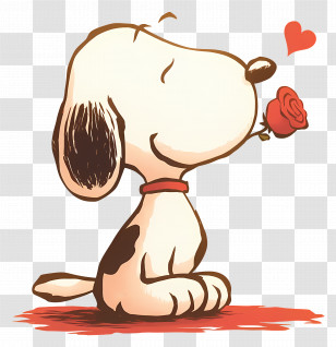 Snoopy - Cartoon Dog With Rose Transparent PNG