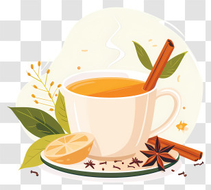 Masala Chai Tea - Hot Tea With Spices And Lemon In Cozy Illustration Transparent PNG