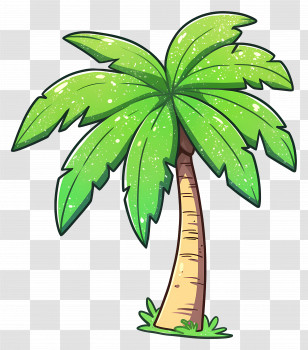 Palm Tree - Cartoon Green Palm Tree Transparent PNG