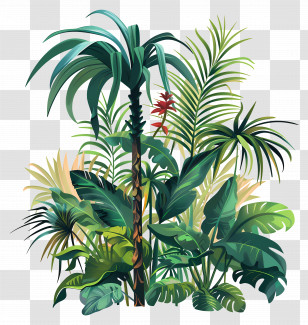 Jungle Plants - Tropical Rainforest Illustration Transparent PNG