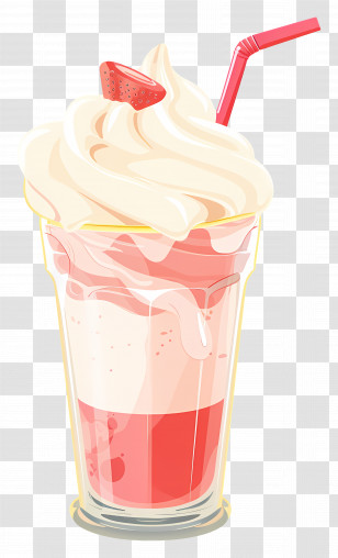 Strawberry Milkshake - Delicious Strawberry Milkshake With Whipped Topping Transparent PNG