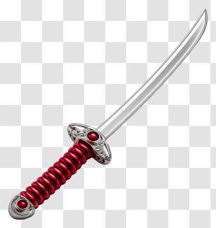 Mini Katana - Illustration Of A Sword With Red Handle Transparent PNG