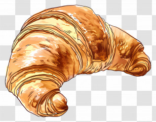 Croissant - Illustration Of A Golden Croissant Transparent PNG