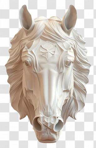 3d Horse Face - Elegant White Horse Sculpture Transparent PNG
