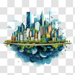 World Urbanism Day - Floating Cityscape With Skyline Design Transparent PNG
