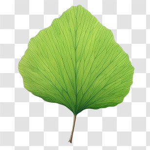 Ginkgo Leaf - Green Leaf With Detailed Vein Texture Transparent PNG