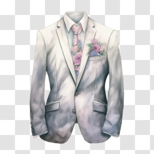 Blazer - White Suit With Floral Tie Transparent PNG