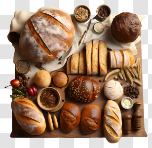 Baked Bread - Assorted Artisan Bread Display Transparent PNG