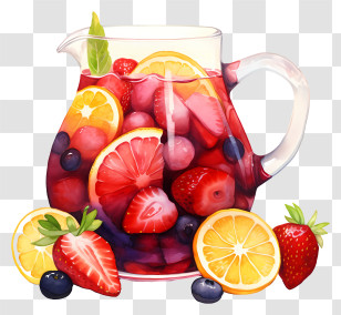 Fruit Bowl - Colorful Fruit Punch In Glass Pitcher Transparent PNG