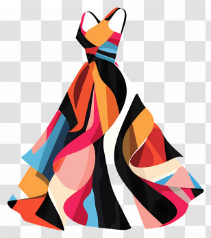 Gown Dress - Colorful Fashion Dress Transparent PNG
