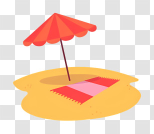 Icon - Beach Umbrella With Towel Transparent PNG