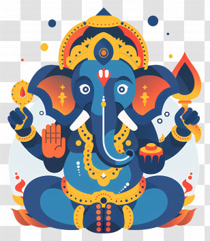 Ganesh Chaturthi - Colorful Illustration Of Ganesha Transparent PNG