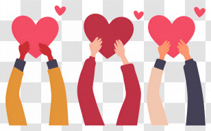 World Kindness Day - Diverse Hands Holding Hearts Illustration Transparent PNG