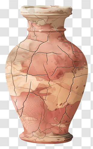 Vase - Cracked Pottery Vase With A Rustic Appearance Transparent PNG