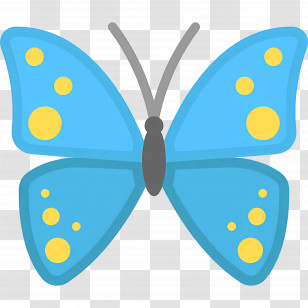 Blue Butterfly - Cartoon Blue Butterfly With Yellow Spots Transparent PNG
