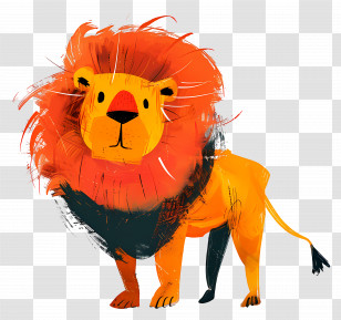 Lion - Cute Lion Illustration With Wild Mane Transparent PNG